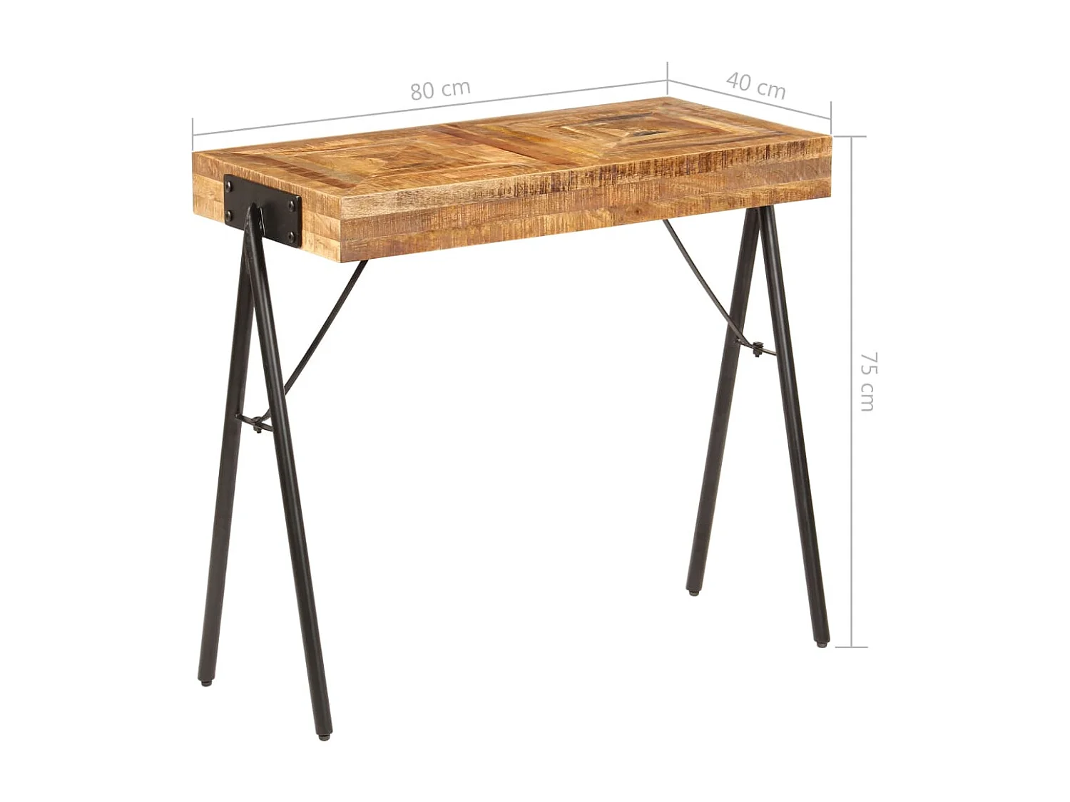 Tavolo Consolle in Legno Massello di Mango 80x40x75 cm