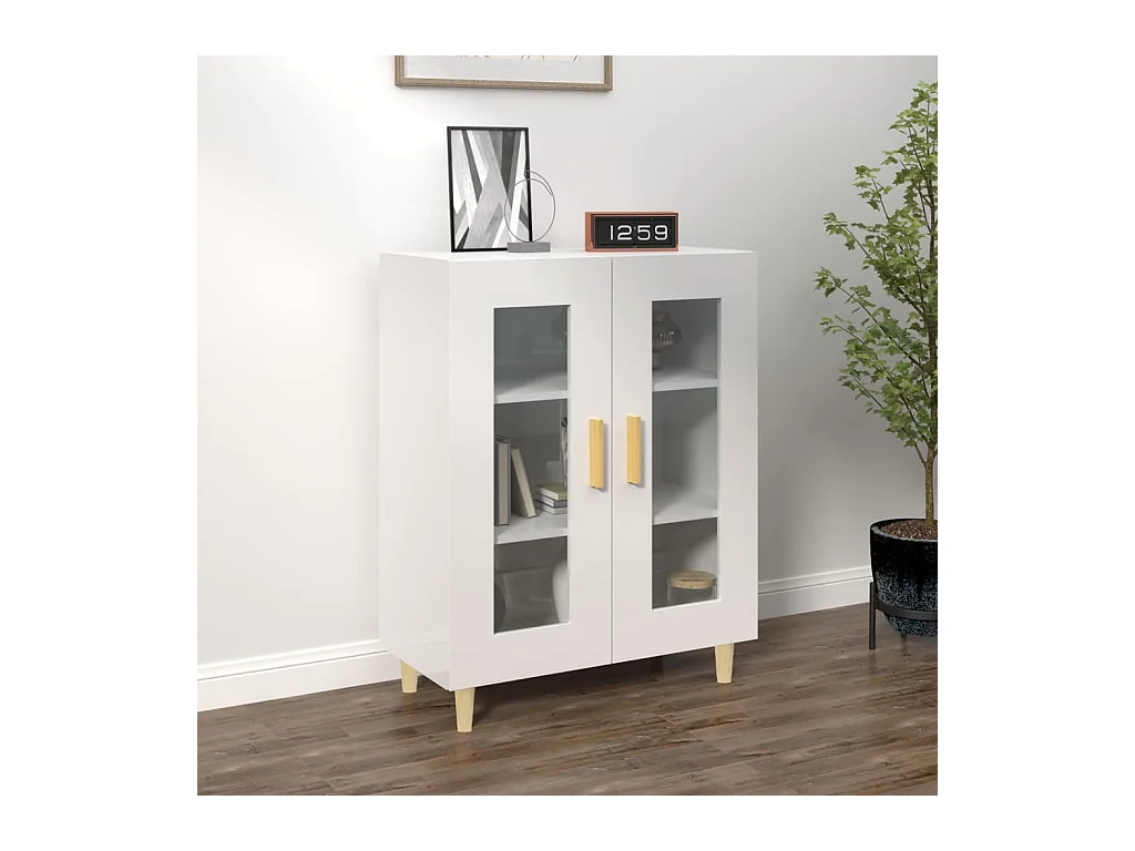 Credenza 69,5x34x90 cm in Legno Multistrato Bianco Lucido