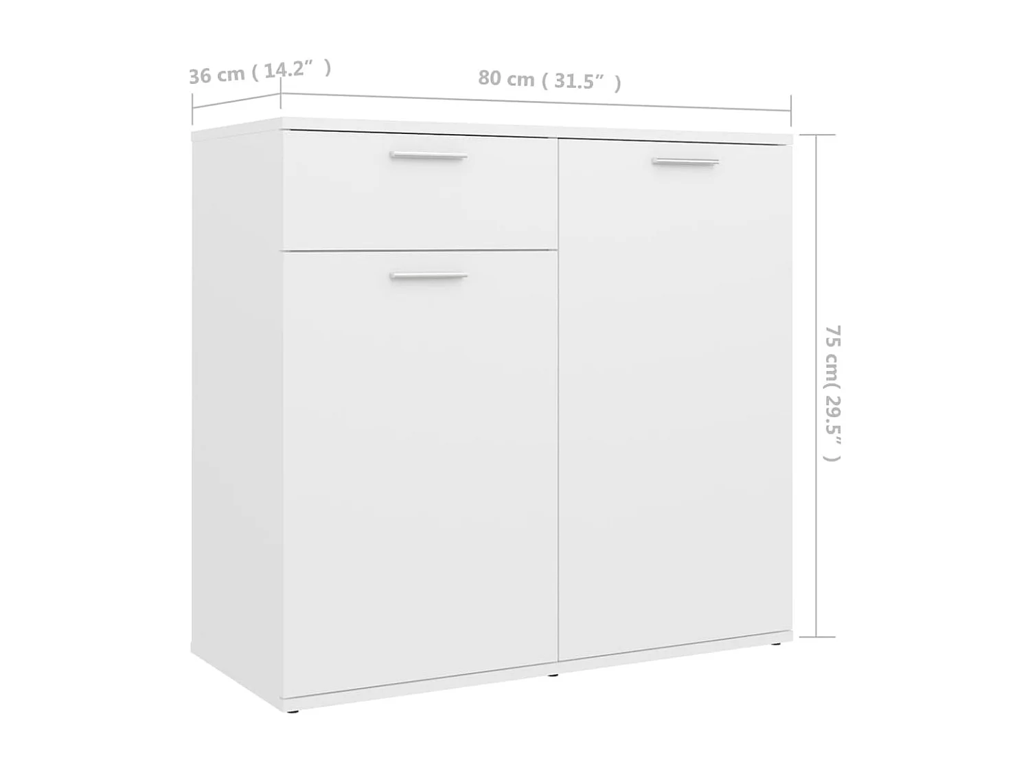 Dressoir 80x36x75 cm bewerkt hout wit