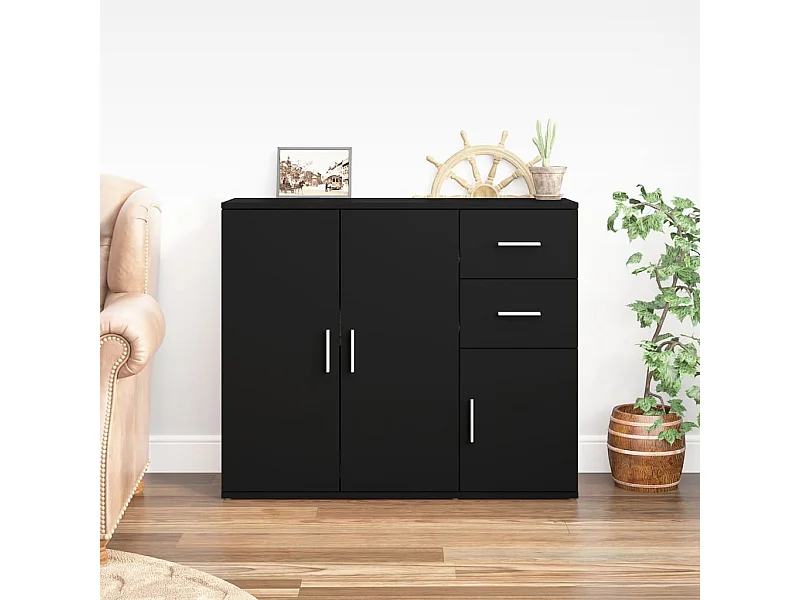 Buffet Noir 91x29,5x75 cm Bois d'ingénierie