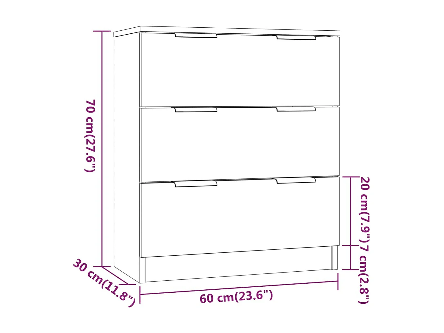 Credenze 3 pz Bianco Lucido in Legno Multistrato