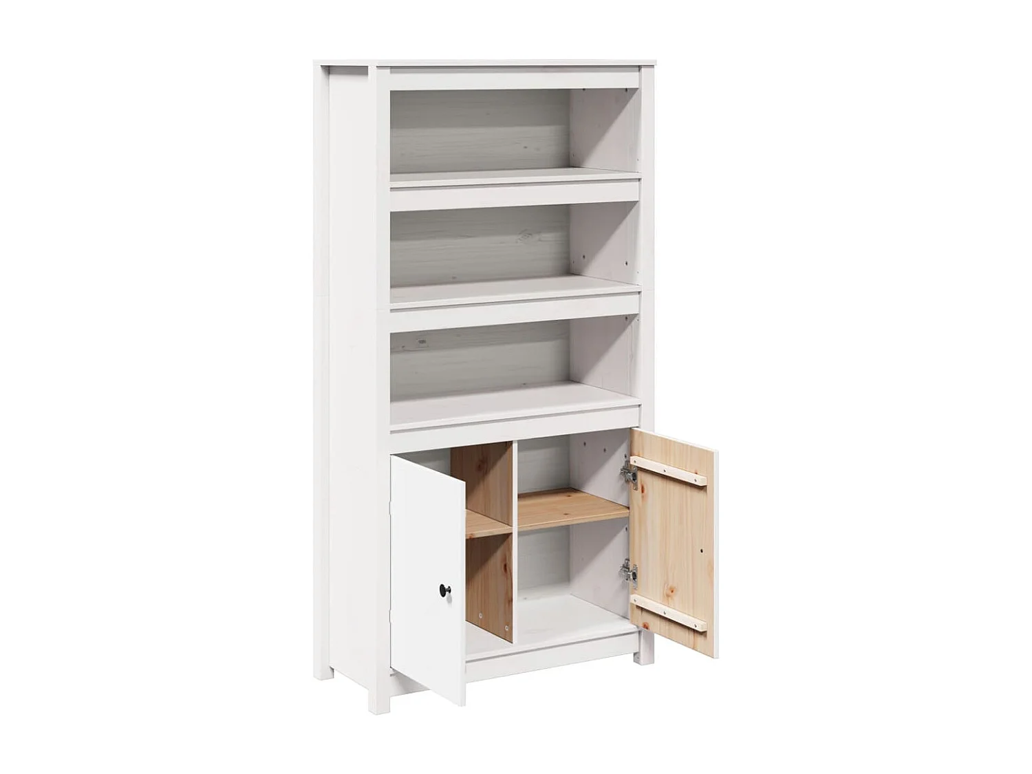 Buffet haut Blanc 80x35x154 cm Bois massif de pin