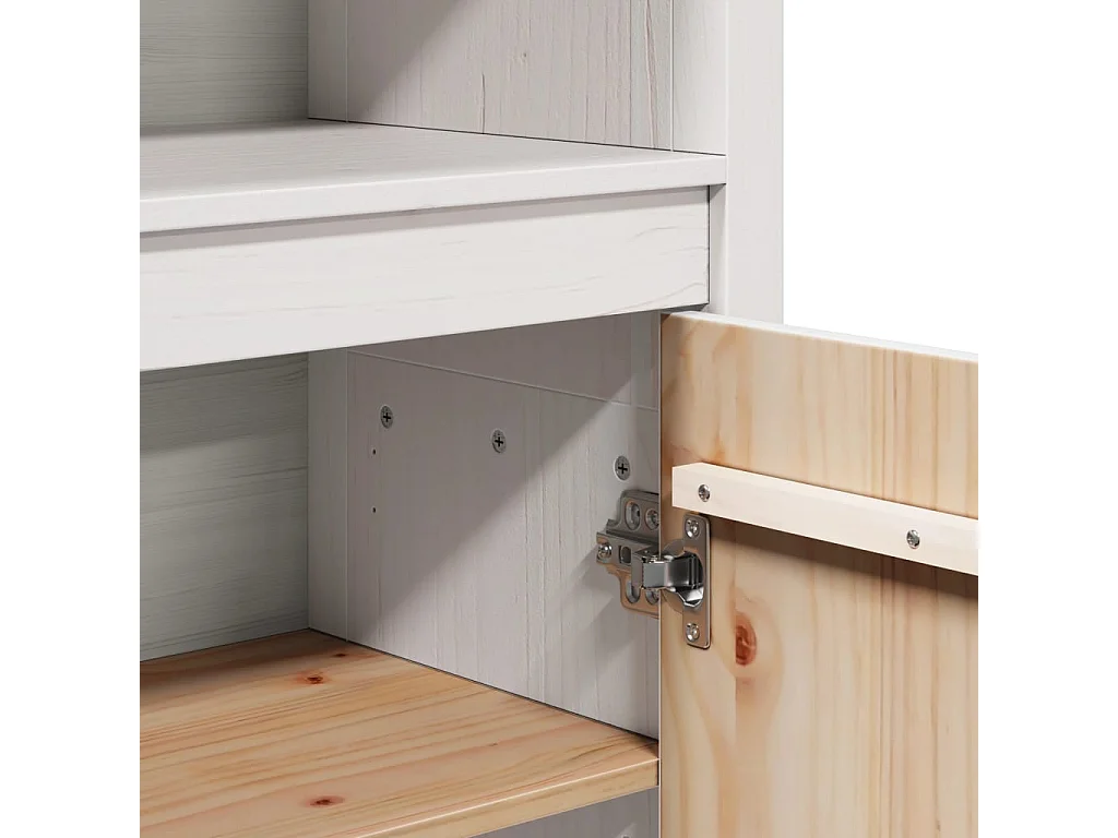 Buffet haut Blanc 80x35x154 cm Bois massif de pin