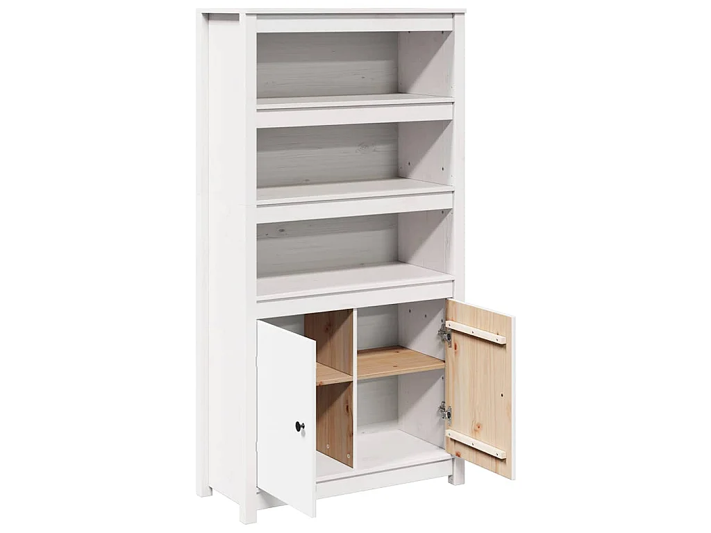 Buffet haut Blanc 80x35x154 cm Bois massif de pin