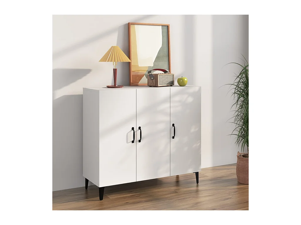 Buffet blanc 90x34x80 cm bois d'ingénierie