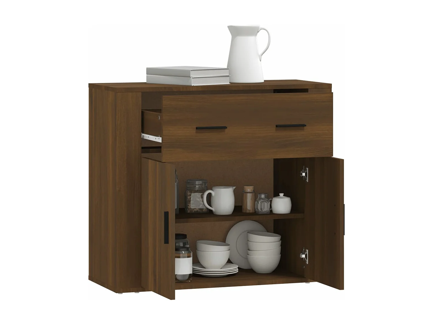 Credenza Rovere Marrone 80x33x70 cm in Legno Multistrato