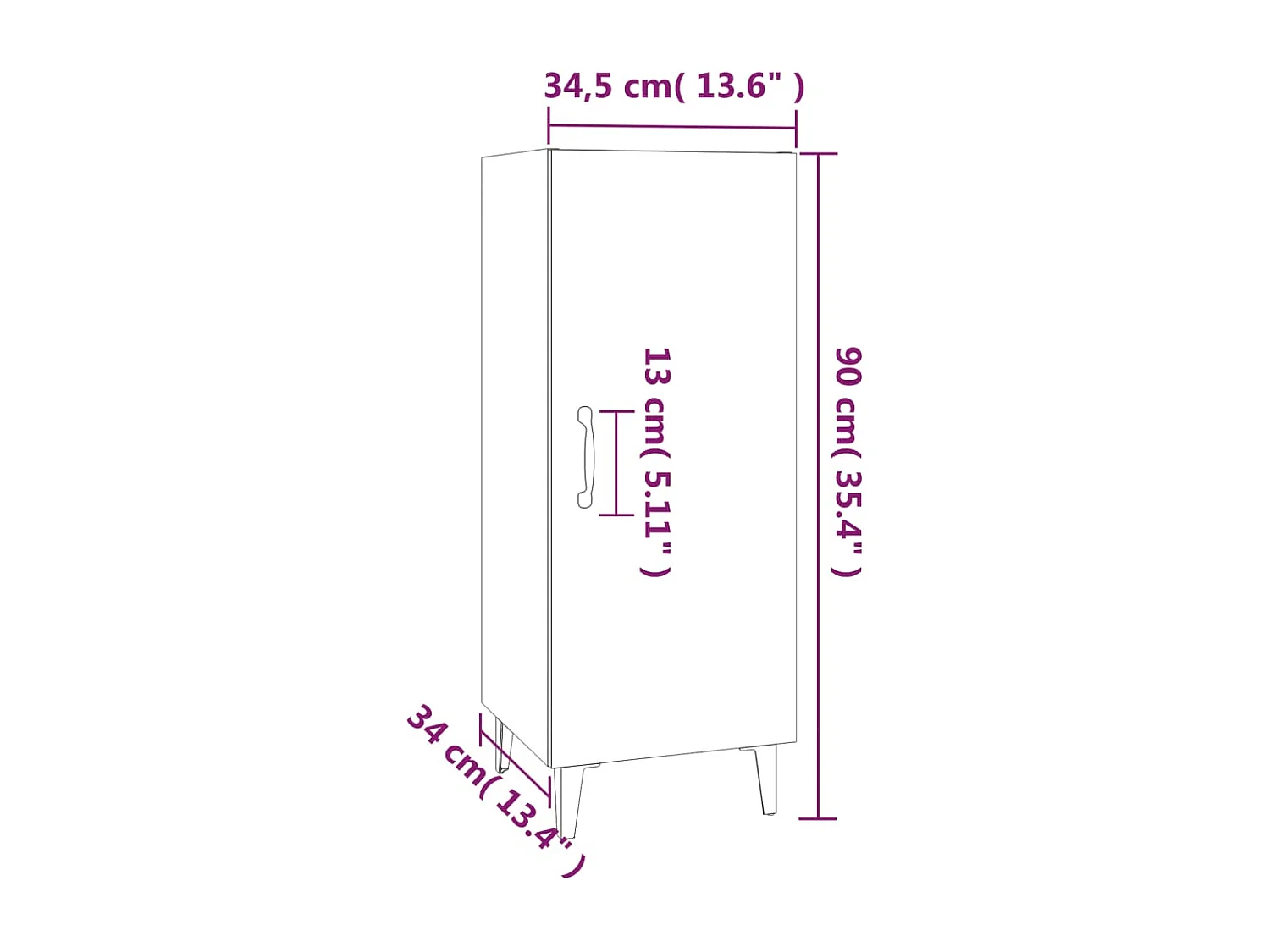 Buffet Gris béton 34,5x34x90 cm Bois d'ingénierie
