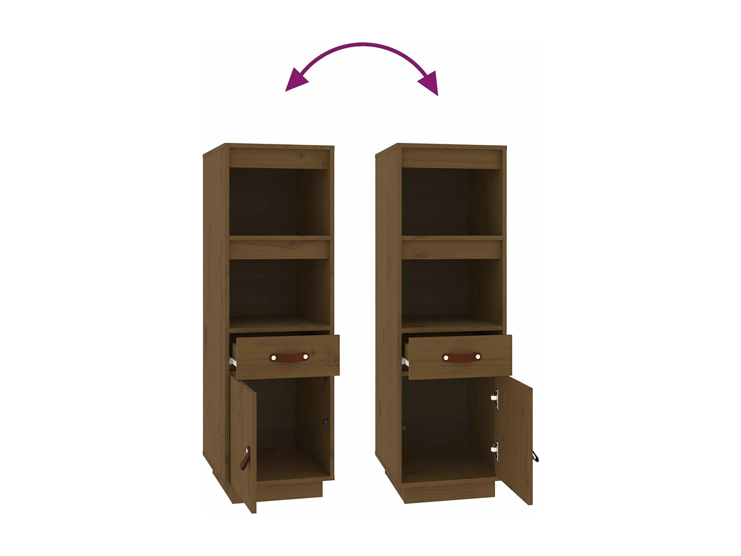 Hoge kast 34x40x108,5 cm massief grenenhout honingbruin