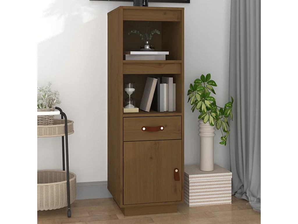 Buffet haut Marron miel 34x40x108,5 cm Bois massif de pin