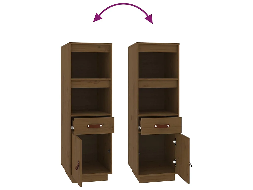Buffet haut Marron miel 34x40x108,5 cm Bois massif de pin