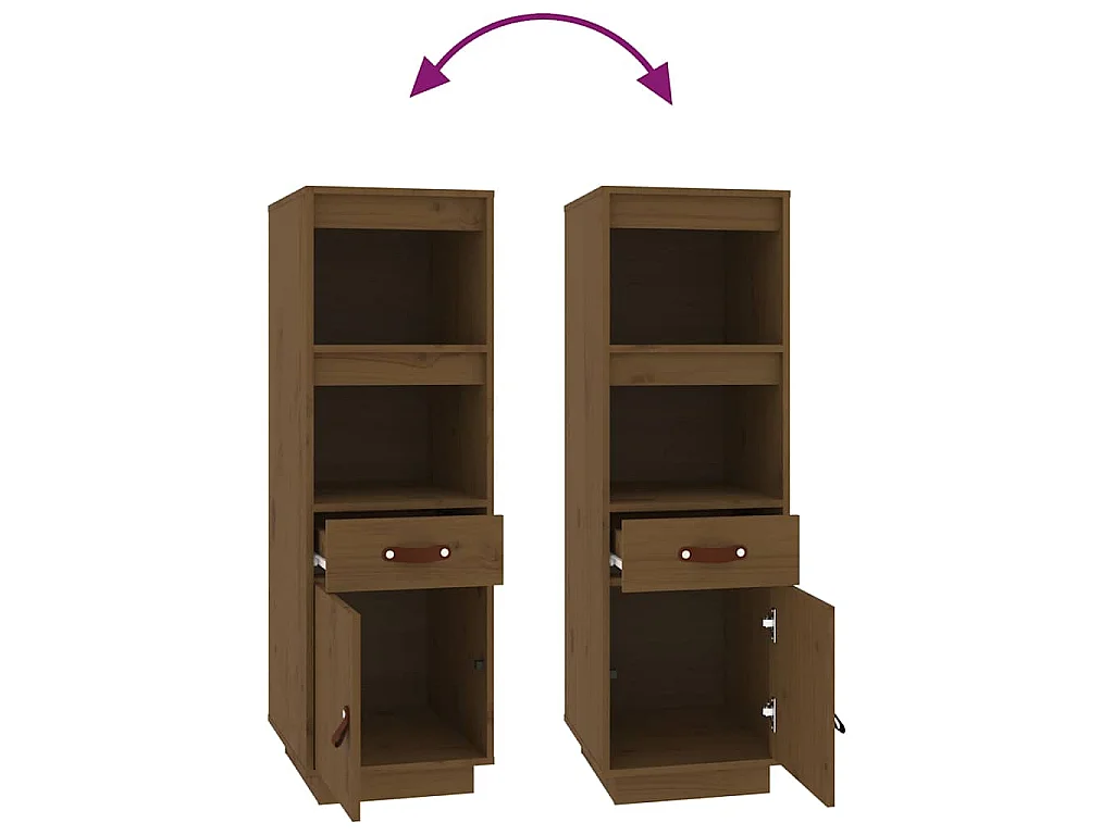 Buffet haut Marron miel 34x40x108,5 cm Bois massif de pin