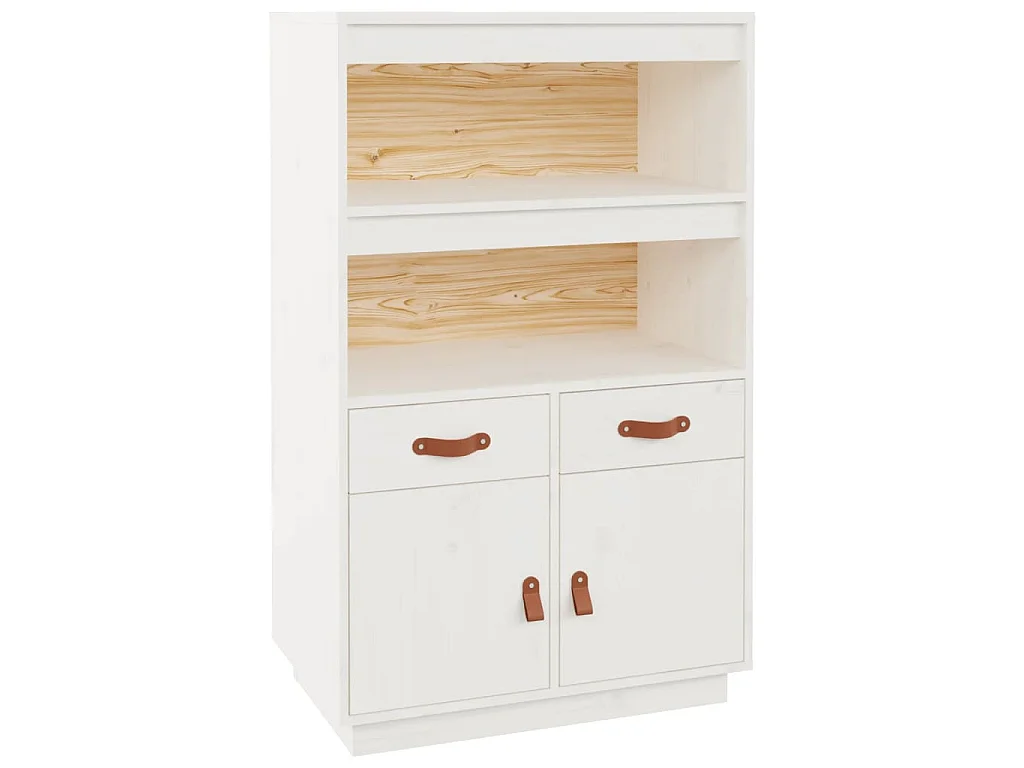 Highboard Weiß 67x40x108,5 cm Massivholz Kiefer