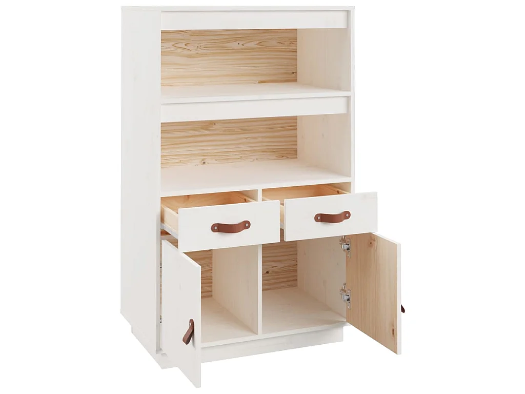 Highboard Weiß 67x40x108,5 cm Massivholz Kiefer