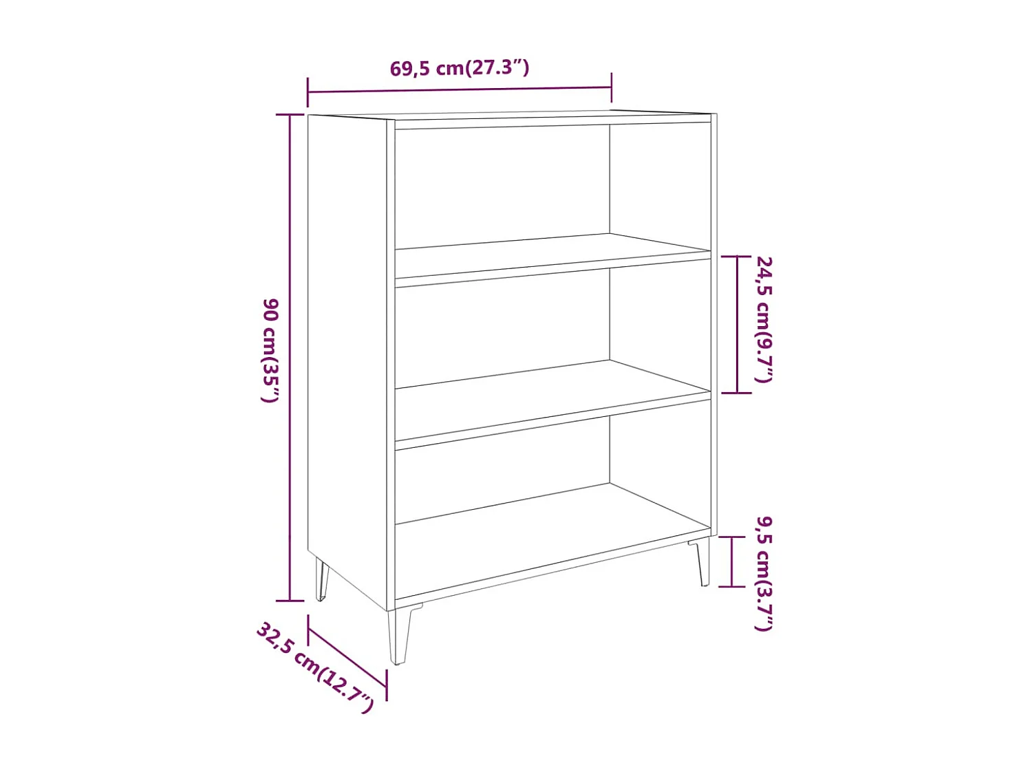 Buffet Chêne marron 69,5x32,5x90 cm Bois d'ingénierie