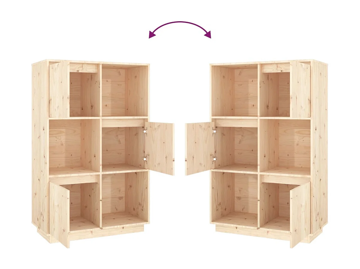 Highboard 74x35x117 cm Massivholz Kiefer