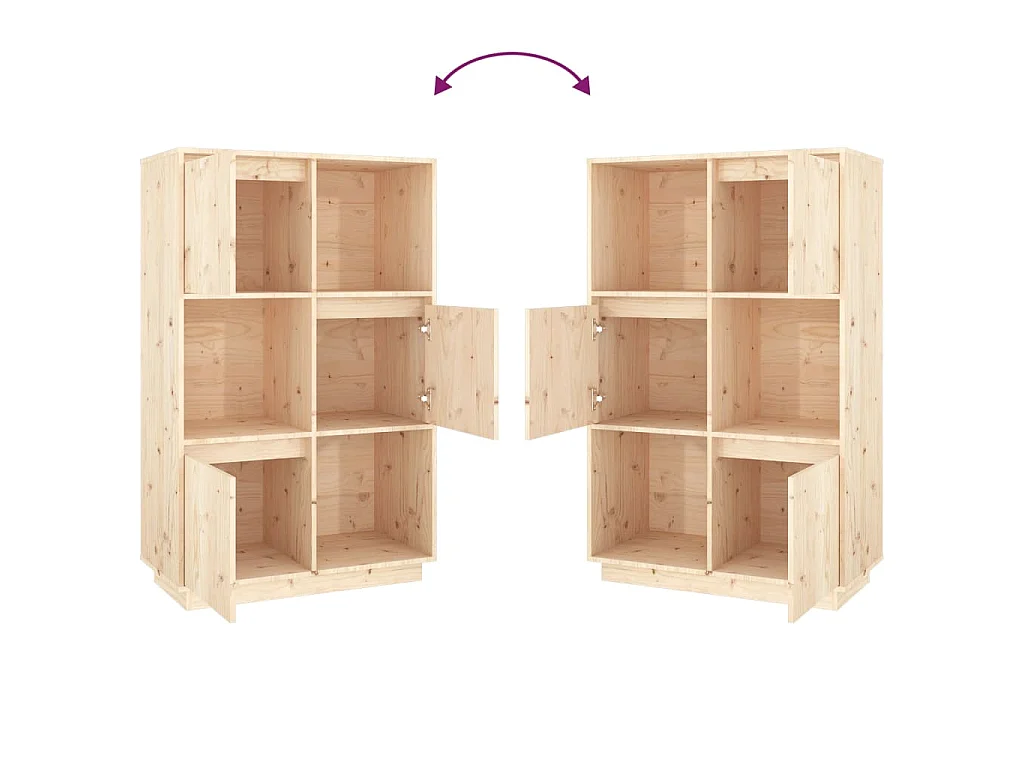 Buffet haut 74x35x117 cm Bois massif de pin