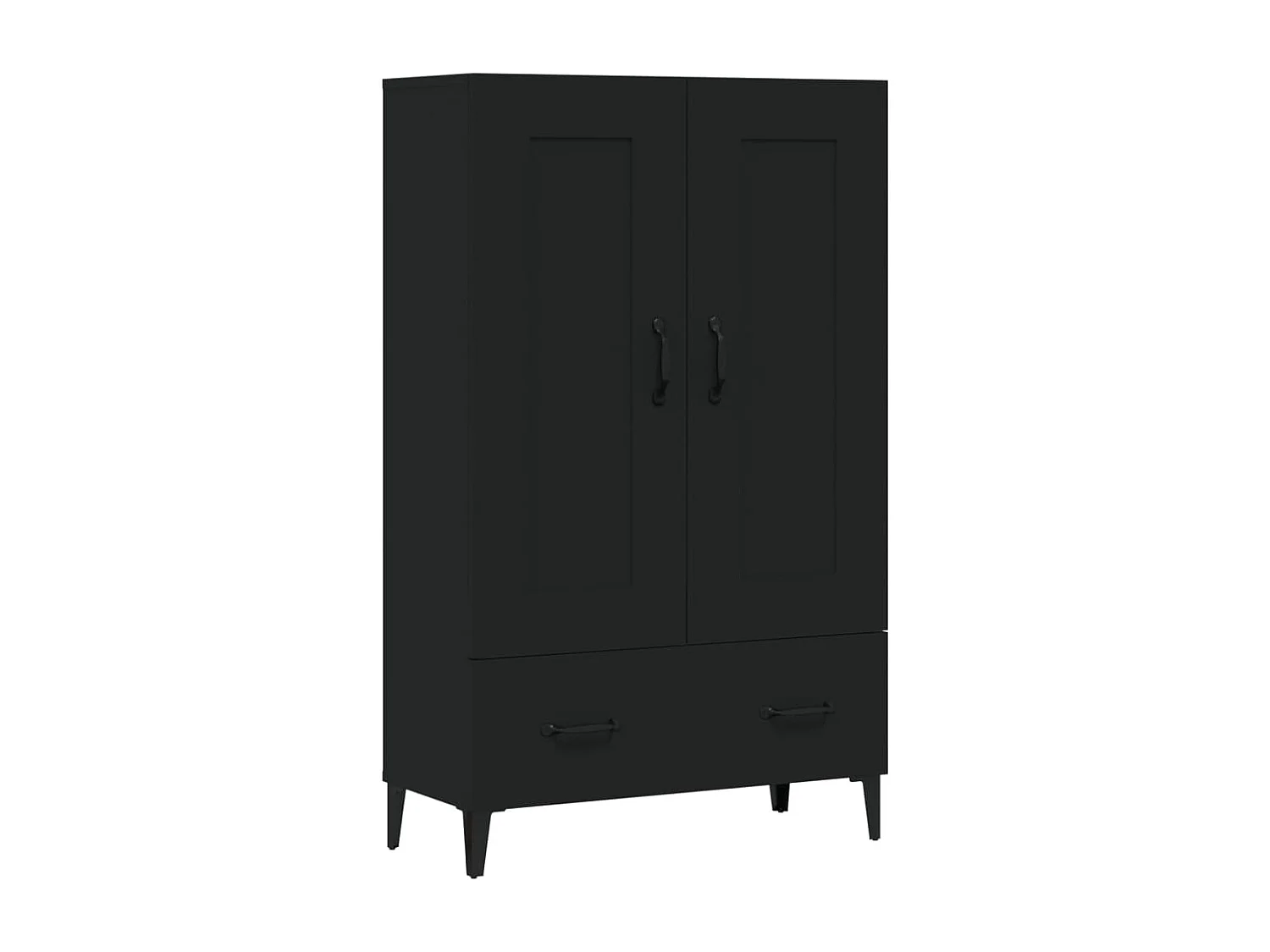 Buffet haut noir 70x31x115 cm bois d'ingénierie