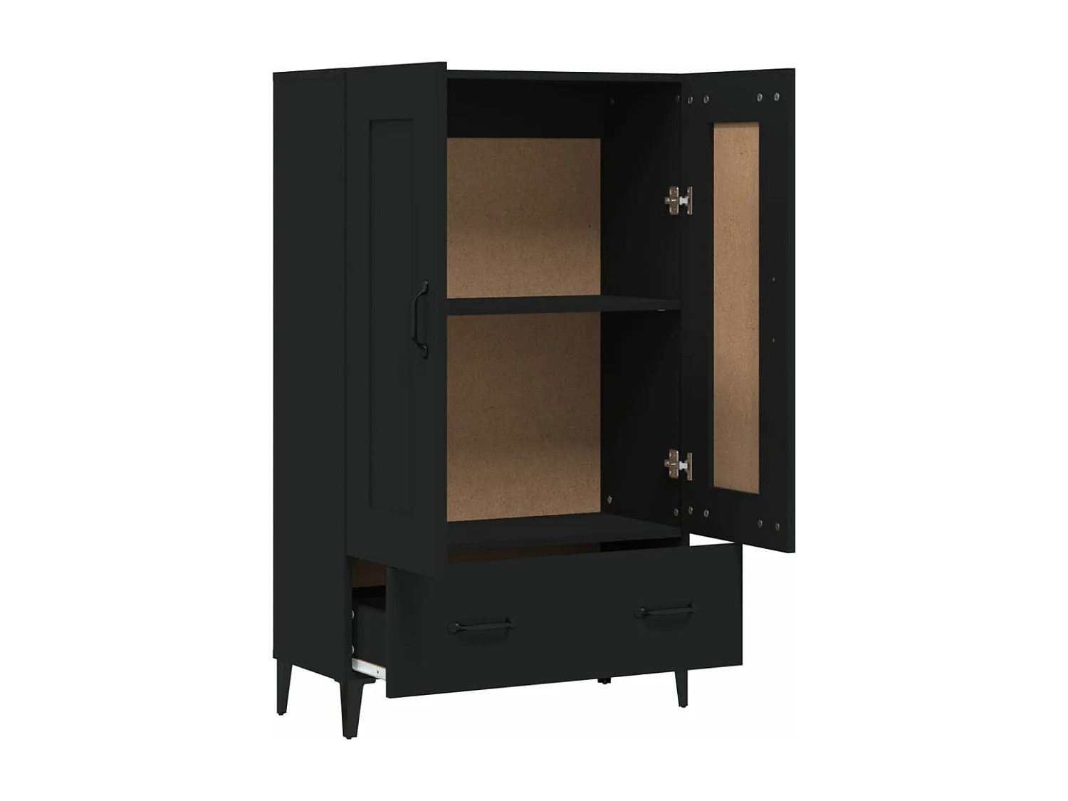 Buffet haut noir 70x31x115 cm bois d'ingénierie