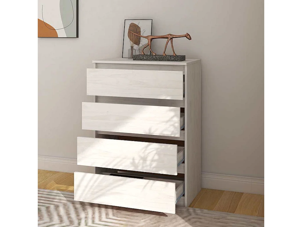 Armoire d'appoint Blanc 60x36x84 cm Bois de pin massif