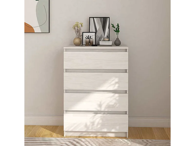 Bijzetkast 60x36x84 cm massief grenenhout wit