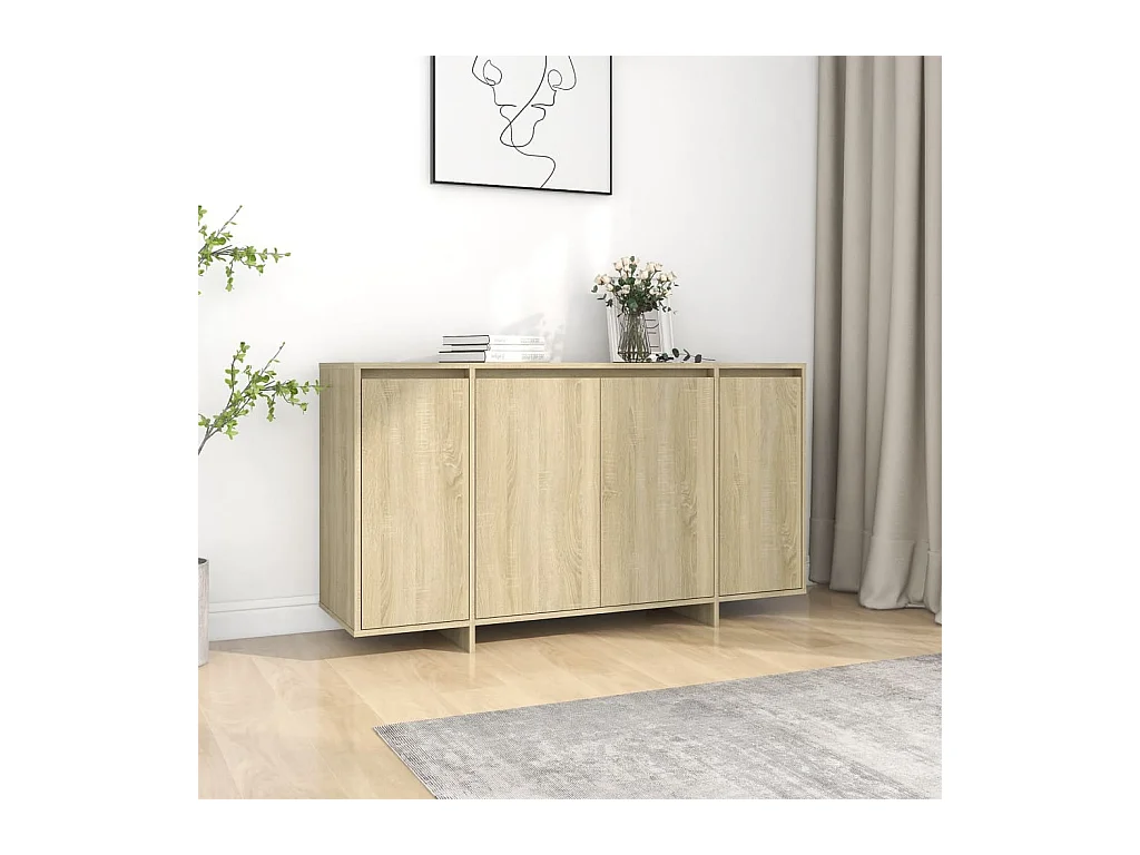 Dressoir 135x41x75 cm bewerkt hout sonoma eikenkleurig