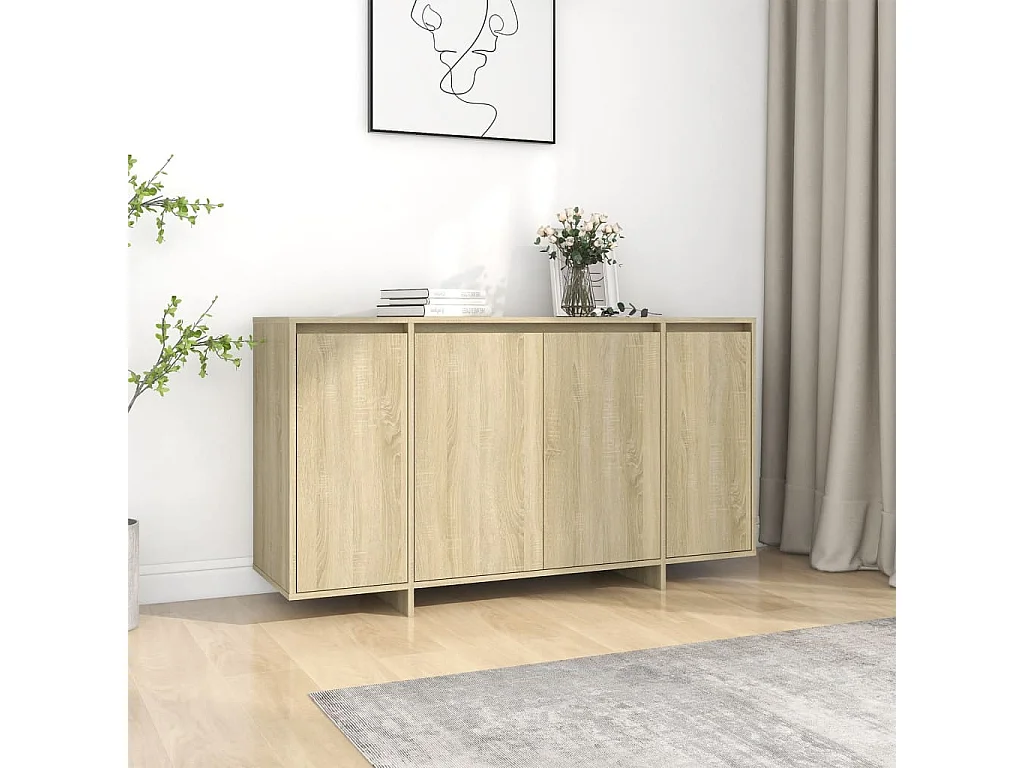Buffet chêne sonoma 135x41x75 cm bois d'ingénierie