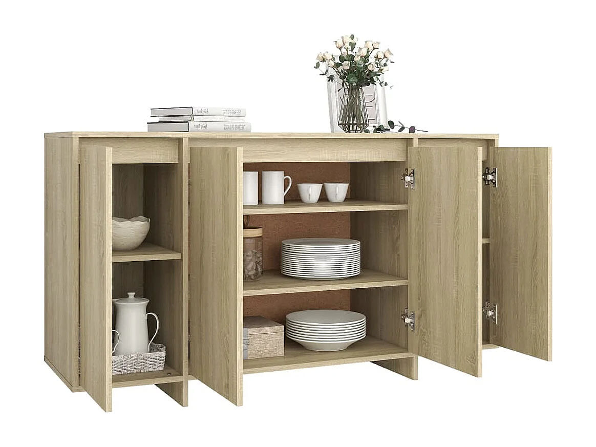 Buffet chêne sonoma 135x41x75 cm bois d'ingénierie