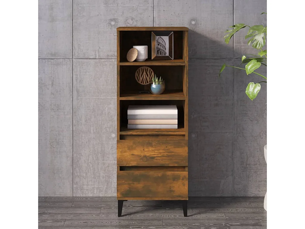 Buffet haut Chêne fumé 40x36x110 cm Bois d'ingénierie