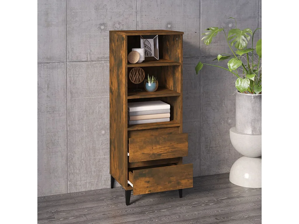 Buffet haut Chêne fumé 40x36x110 cm Bois d'ingénierie