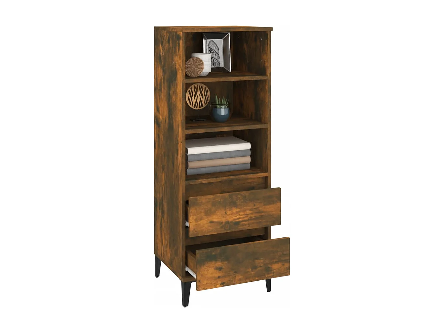 Buffet haut Chêne fumé 40x36x110 cm Bois d'ingénierie