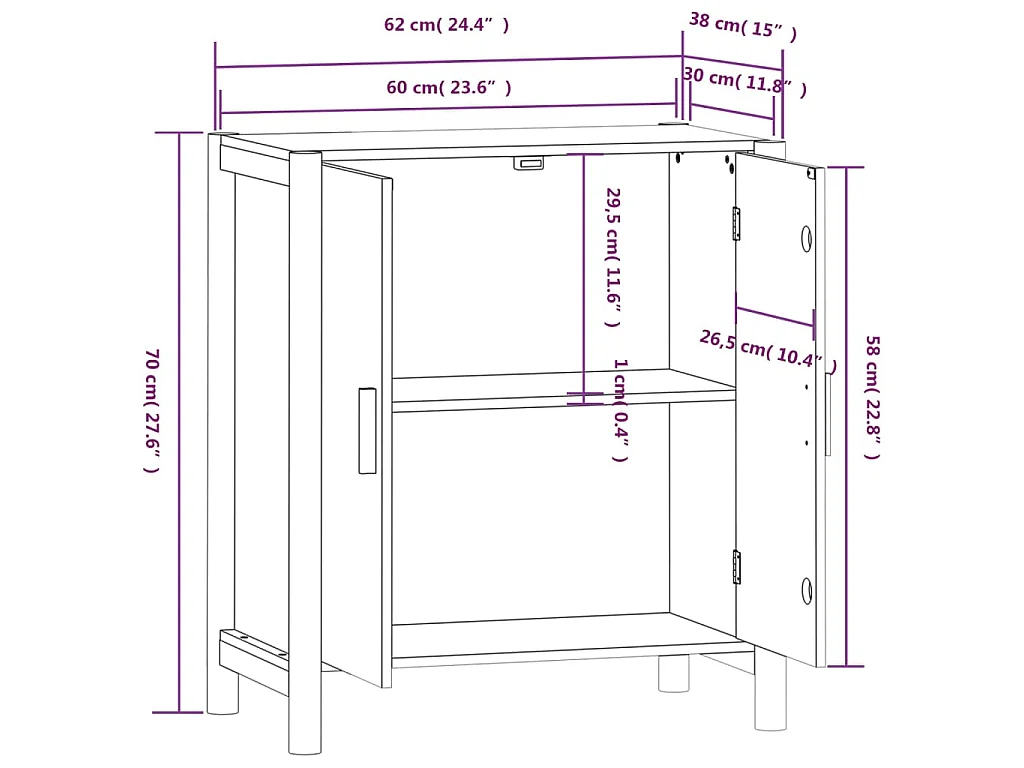 Buffet Blanc 62x38x70 cm Bois d'ingénierie