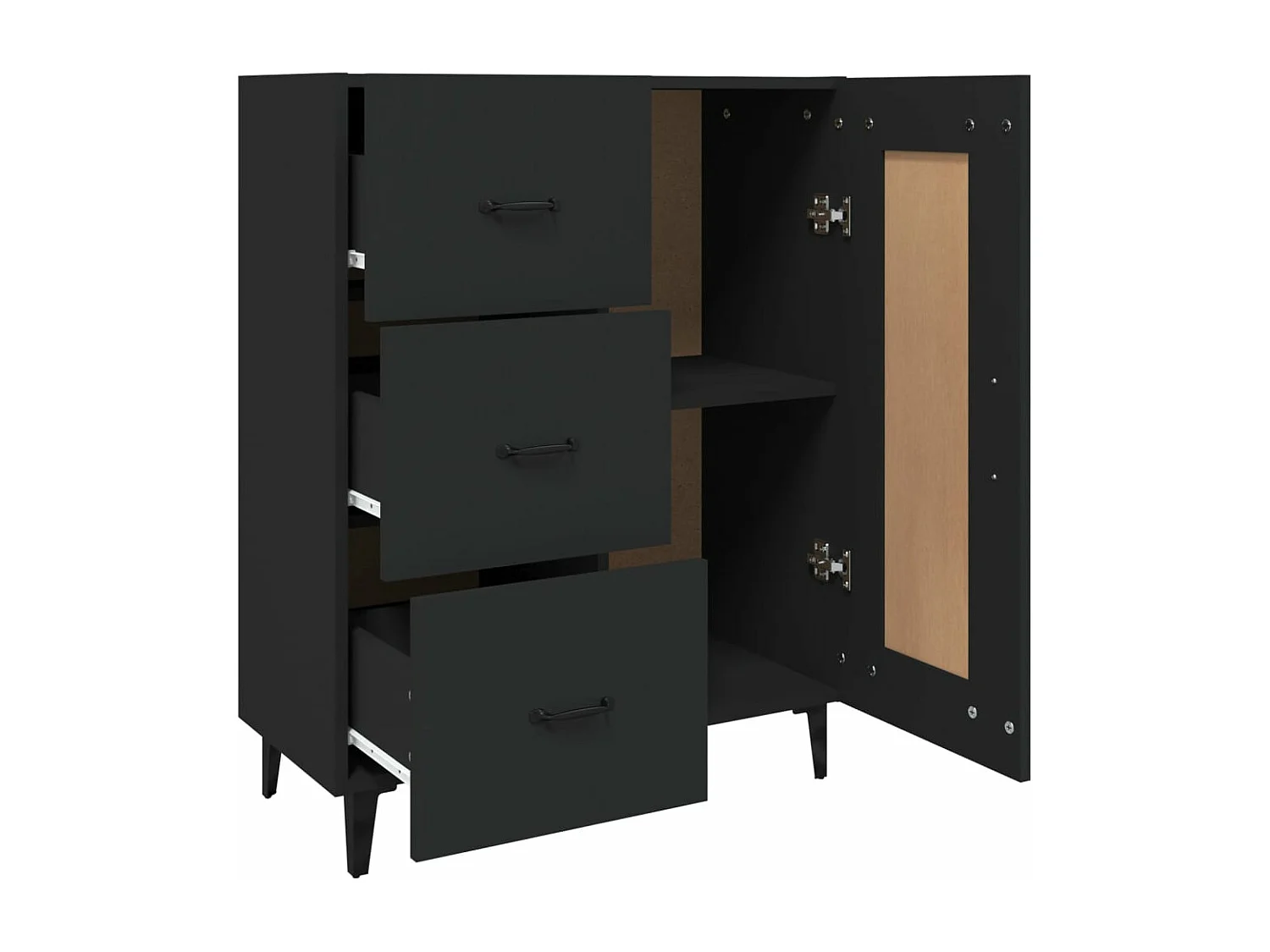 Buffet Noir 69,5x34x90 cm Bois d'ingénierie