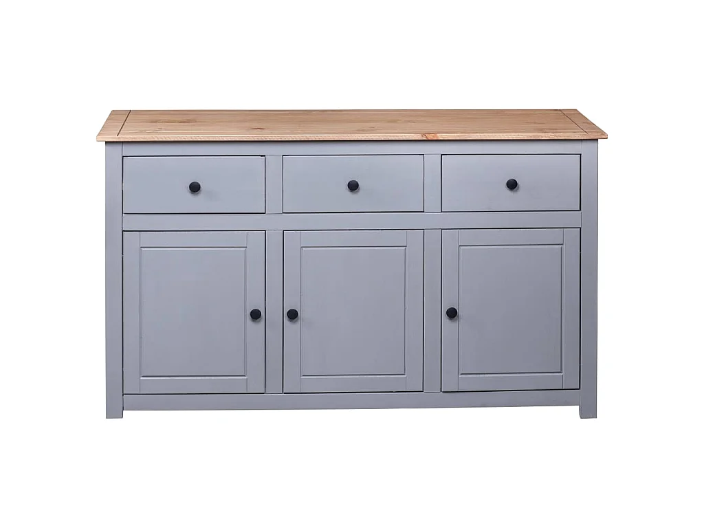 Aparador de madera maciza pino estilo Panamá gris 135x40x80 cm