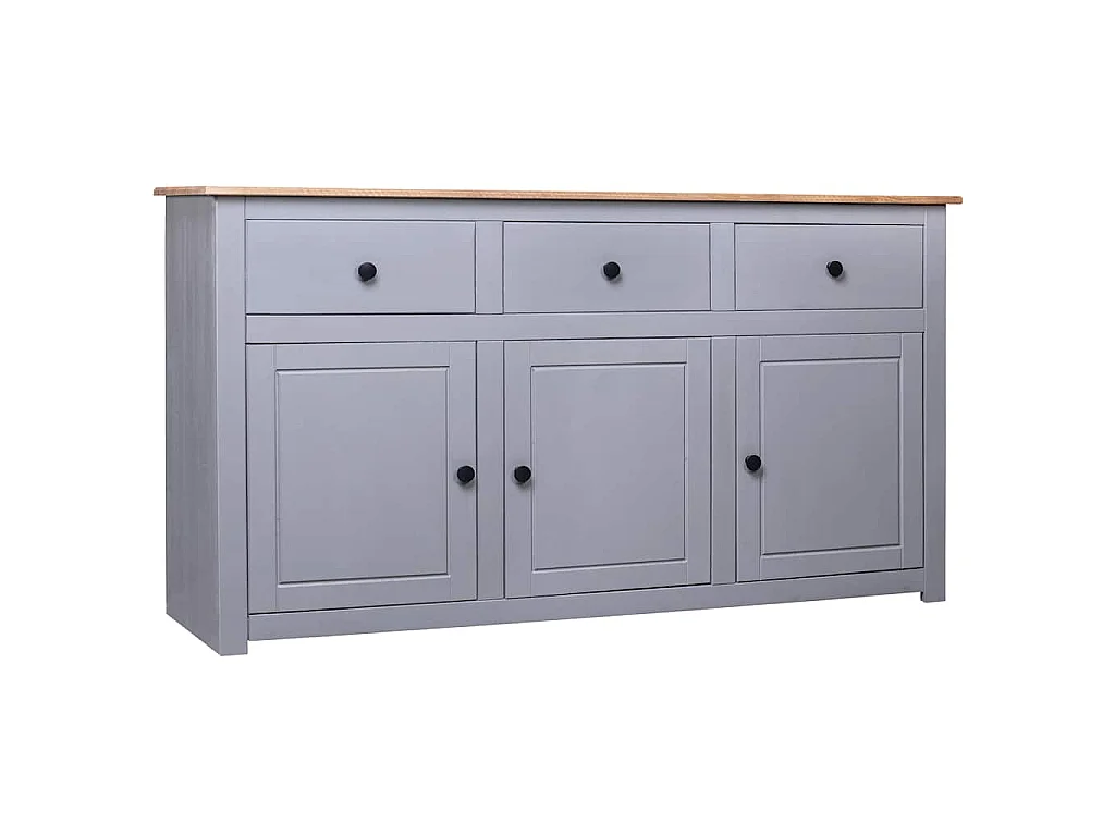 Aparador de madera maciza pino estilo Panamá gris 135x40x80 cm