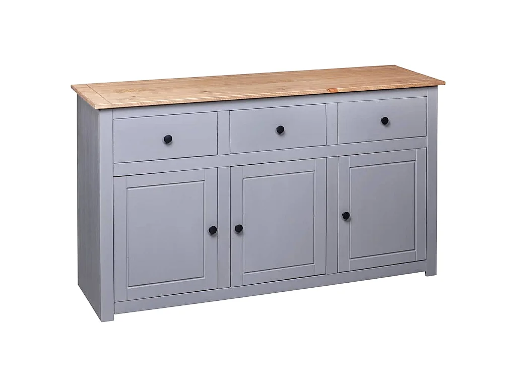 Aparador de madera maciza pino estilo Panamá gris 135x40x80 cm