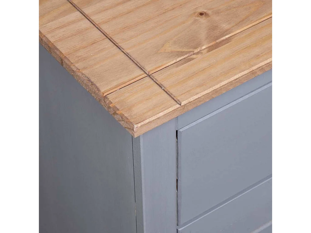 Aparador de madera maciza pino estilo Panamá gris 135x40x80 cm