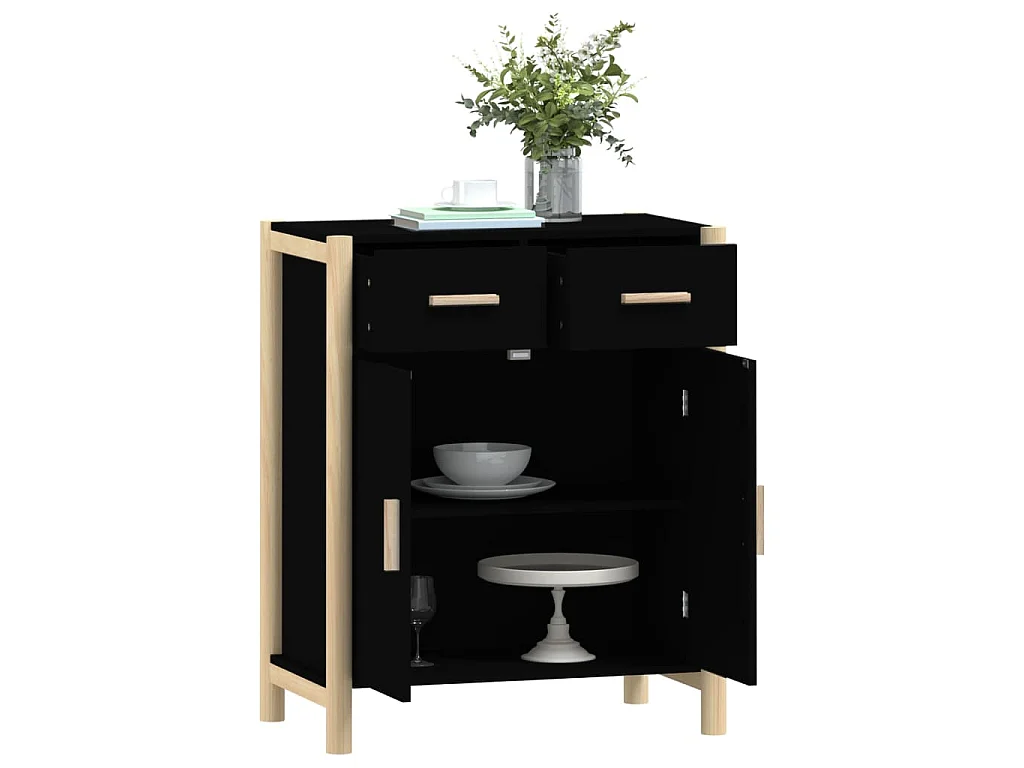 Buffet Noir 62x38x75 cm Bois d'ingénierie