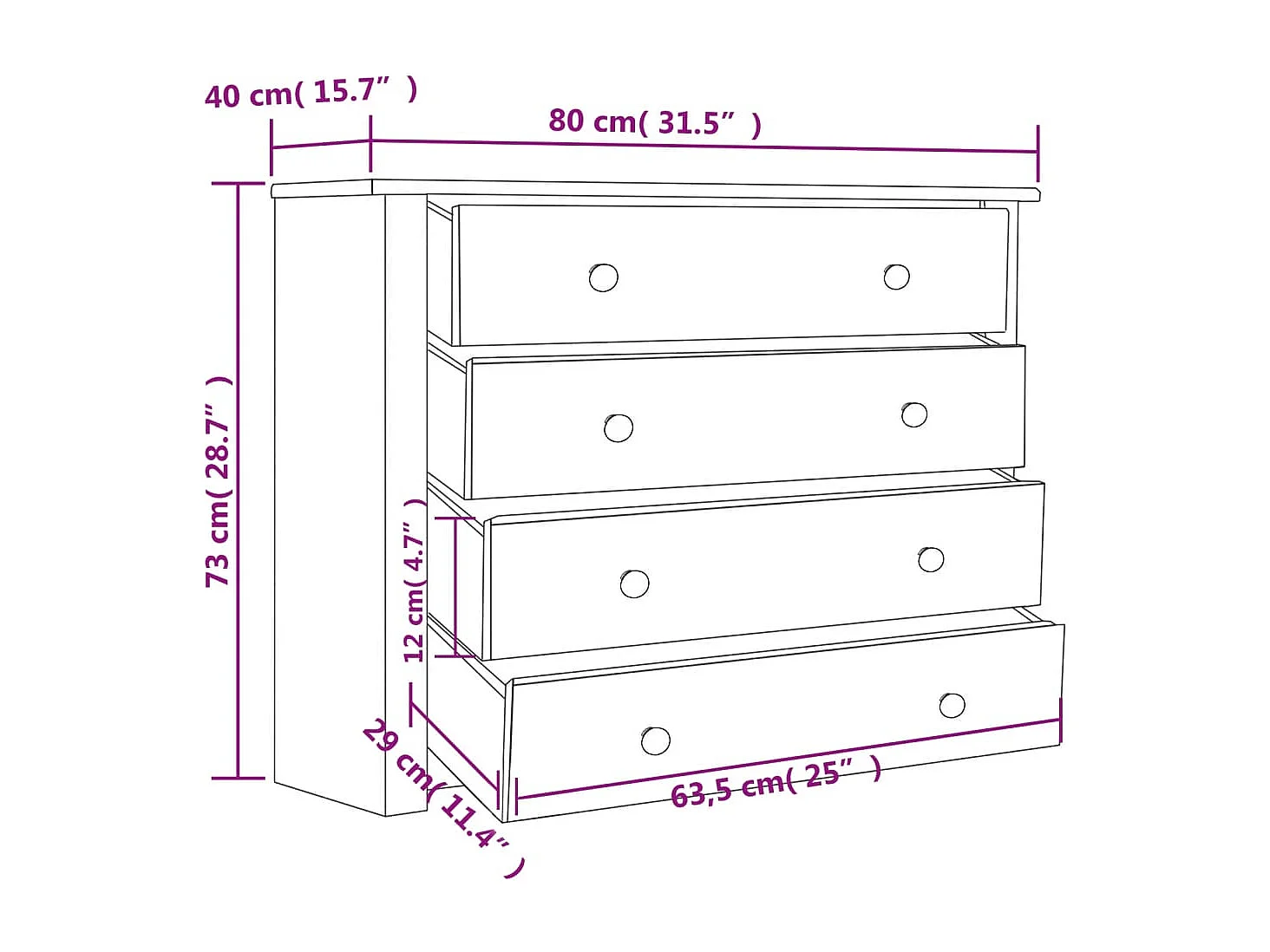 Beistellschrank Weiß 80×40×73 cm Panama-Kiefer