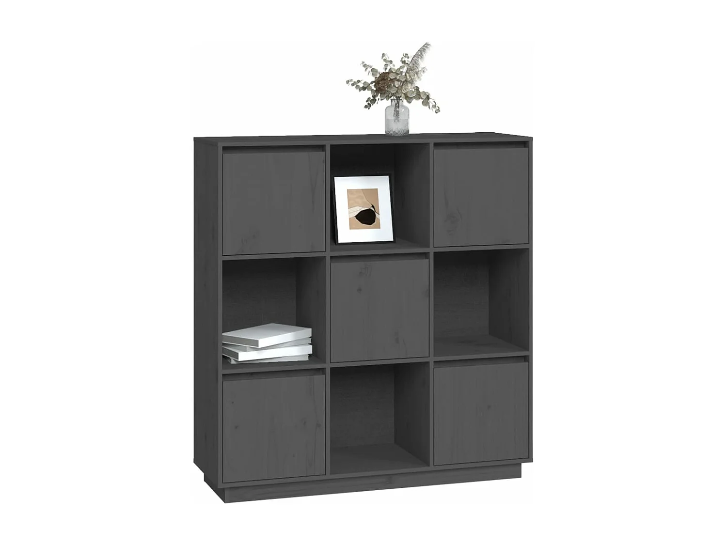 Hoge kast 110,5x35x117 cm massief grenenhout grijs