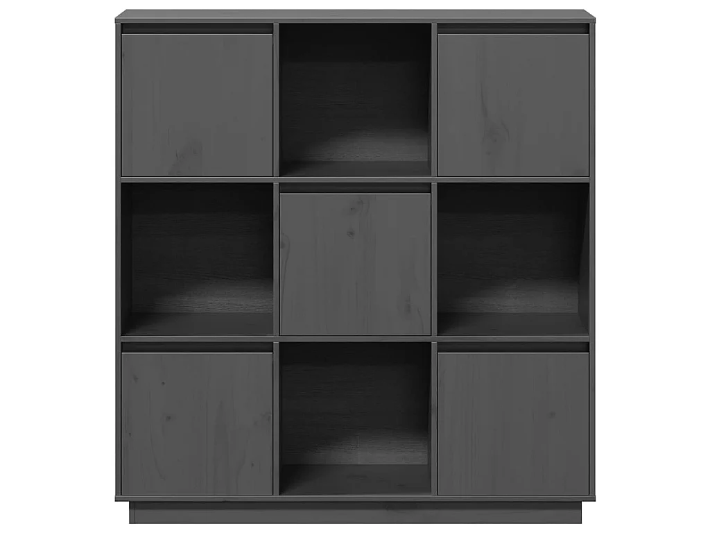 Hoge kast 110,5x35x117 cm massief grenenhout grijs