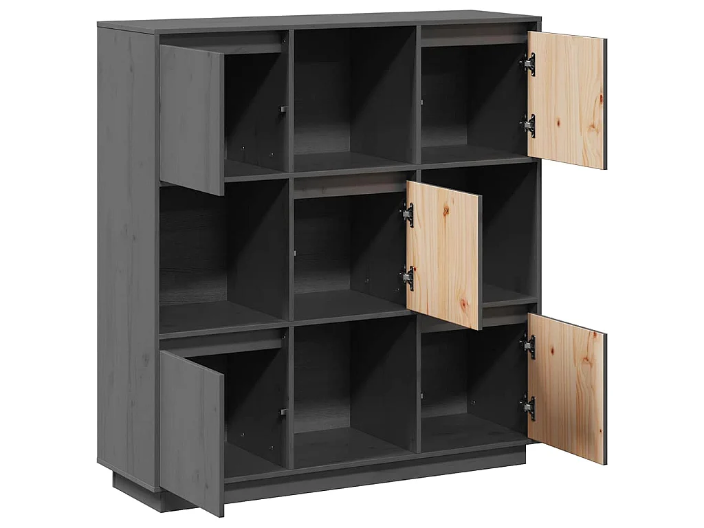 Hoge kast 110,5x35x117 cm massief grenenhout grijs