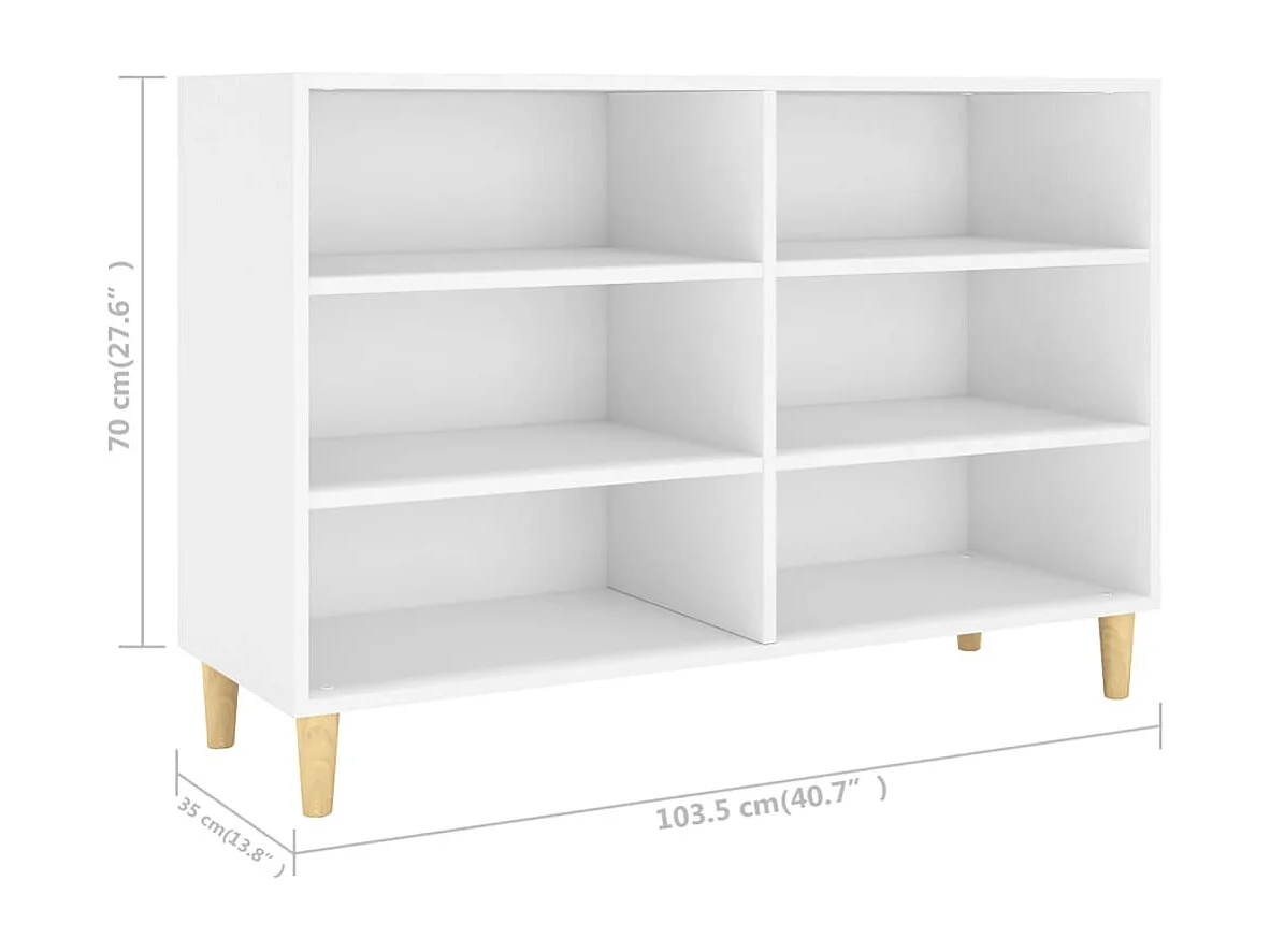 Aparador de madera de ingeniería blanco 103,5x35x70 cm