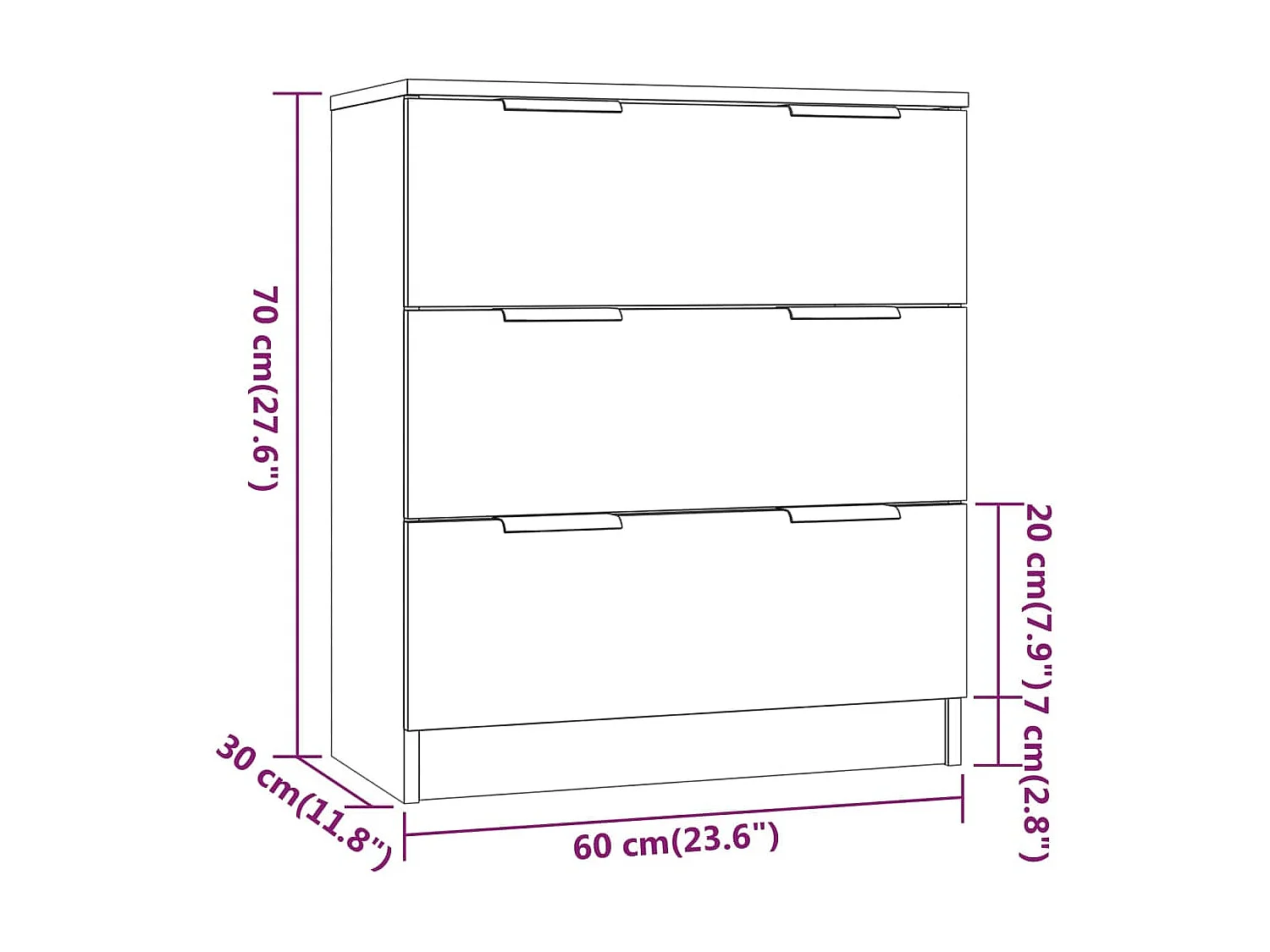 Sideboard Weiß 60x30x70 cm Holzwerkstoff