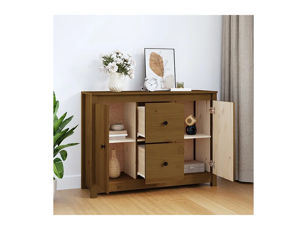 Credenza ambra 100x35x74 cm in Legno Massello di Pino