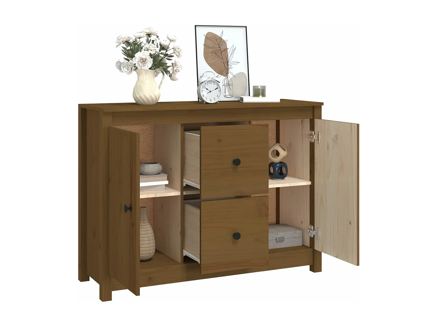 Credenza ambra 100x35x74 cm in Legno Massello di Pino