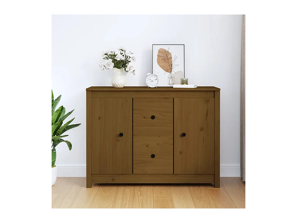 Buffet Marron miel 100x35x74 cm Bois massif de pin