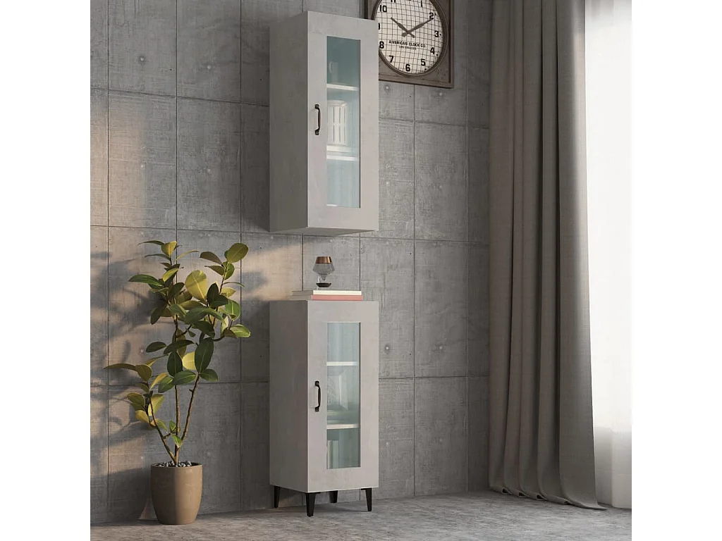 Armoire murale suspendue Gris béton 34,5x34x90 cm
