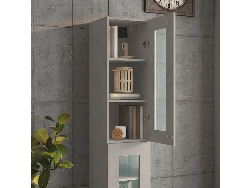 Armoire murale suspendue Gris béton 34,5x34x90 cm