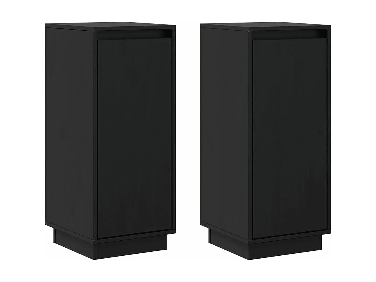 Aparador 2 uds madera maciza de pino negro 31,5x34x75 cm