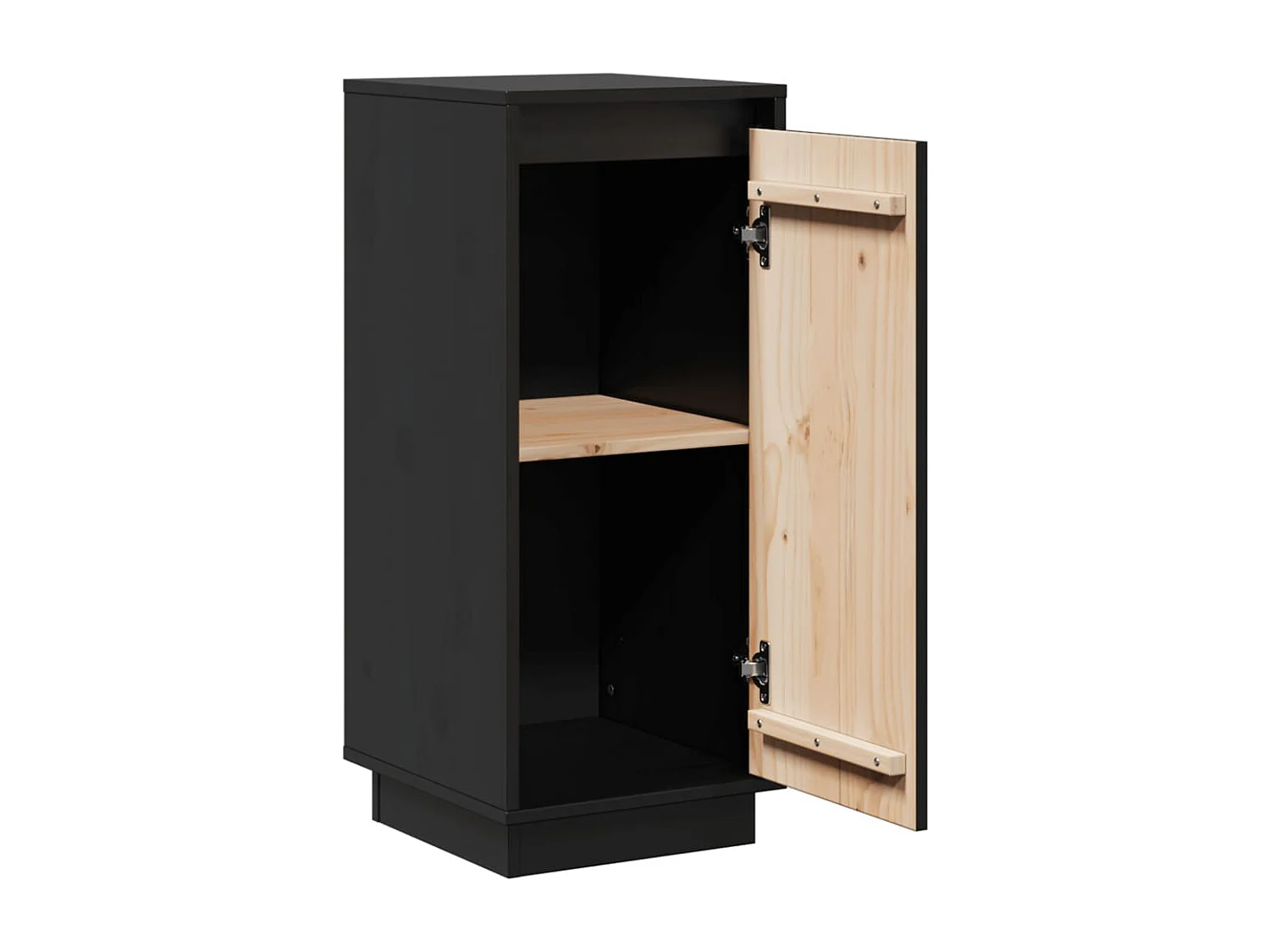 Aparador 2 uds madera maciza de pino negro 31,5x34x75 cm